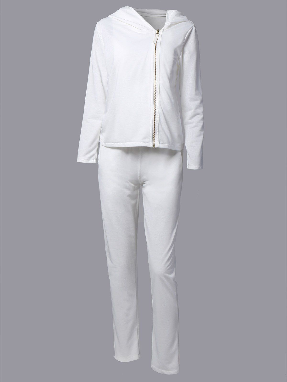 

Zipper Flying Hooded Gym Outfits, White