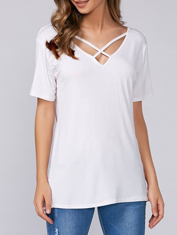 Criss-Cross T-shirt manches courtes - Blanc S
