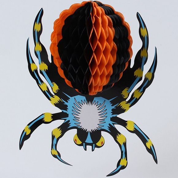 Soirée D'Halloween Décoration Lampe Araignée Suspendue Fourniture en Papier - coloré 