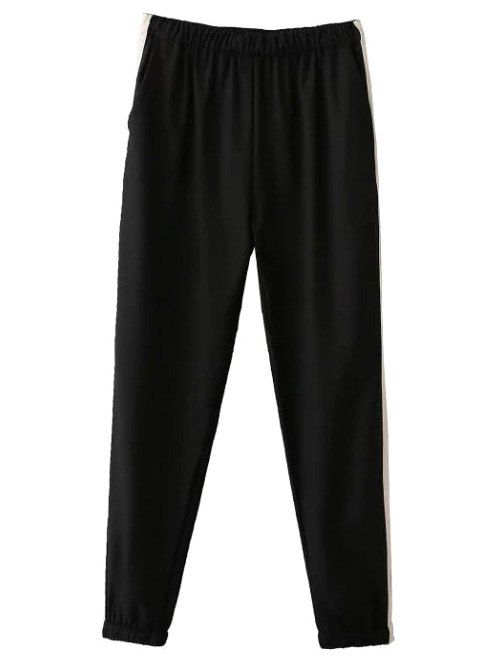 Pantalon de jogging à taille élastique à blocs de couleur - Noir S