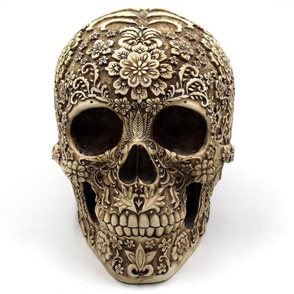 Horreur Halloween Party Floral Skull Decoration Prop - Couleur de cuivre 