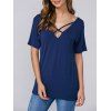 Short Sleeves Criss Cross T-Shirt - DEEP BLUE S