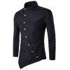 Asymétrique Bouton Stand Up Collar Shirt - Noir 2XL