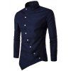 Asymétrique Bouton Stand Up Collar Shirt - Cadetblue XL