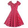 Manches courtes Polka Dot Backless Dress - Rouge XL