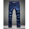 Jeans Droit à Fermeture à Glissière Élastique - Bleu 36