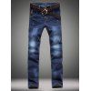 Zipper Fly Straight Leg Elasticité Bleach Wash Jeans - Bleu 31