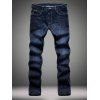 Zipper Fly Straight Leg Elasticité Slimming Jeans - Bleu profond 33