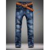 Camo Hemming design jambe droite Bleach Wash Jeans - Bleu 29
