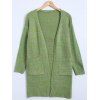 Automne Poches embellies Cardigan long - Vert ONE SIZE