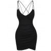 Backless Plunge Slimming Cami Dress - BLACK XL