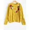Pull Rétro brodé floral - Jaune ONE SIZE