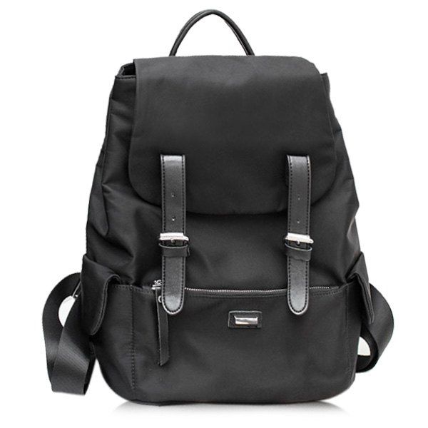 [17% OFF] 2021 Nylon Buckle Straps Backpack In BLACK | DressLily