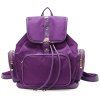 Buckle Pocket Nylon Flap Drawstring Backpack - Pourpre 