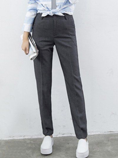

Striped Printed Harem Pants, Light gray