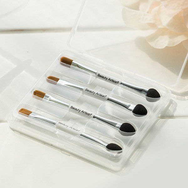 

4 Pcs Double End Sponge Smudge Eyeshadow Brush, White