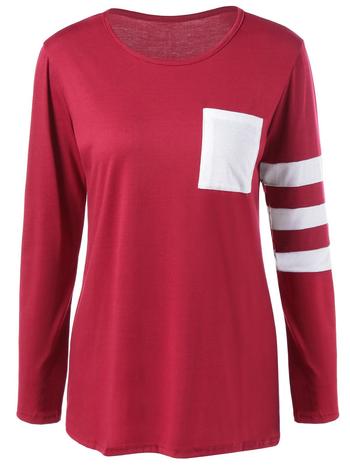 

Pocket Striped T Shirt, Wine red