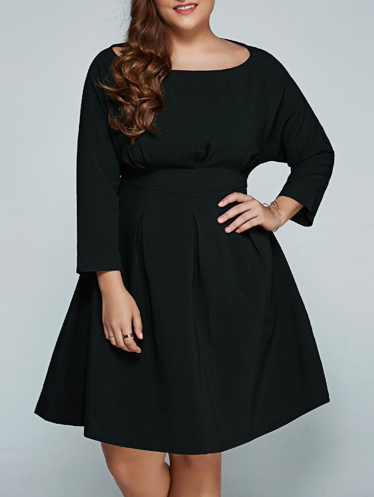 

Plus Size Empire Waisted Flare Dress, Black