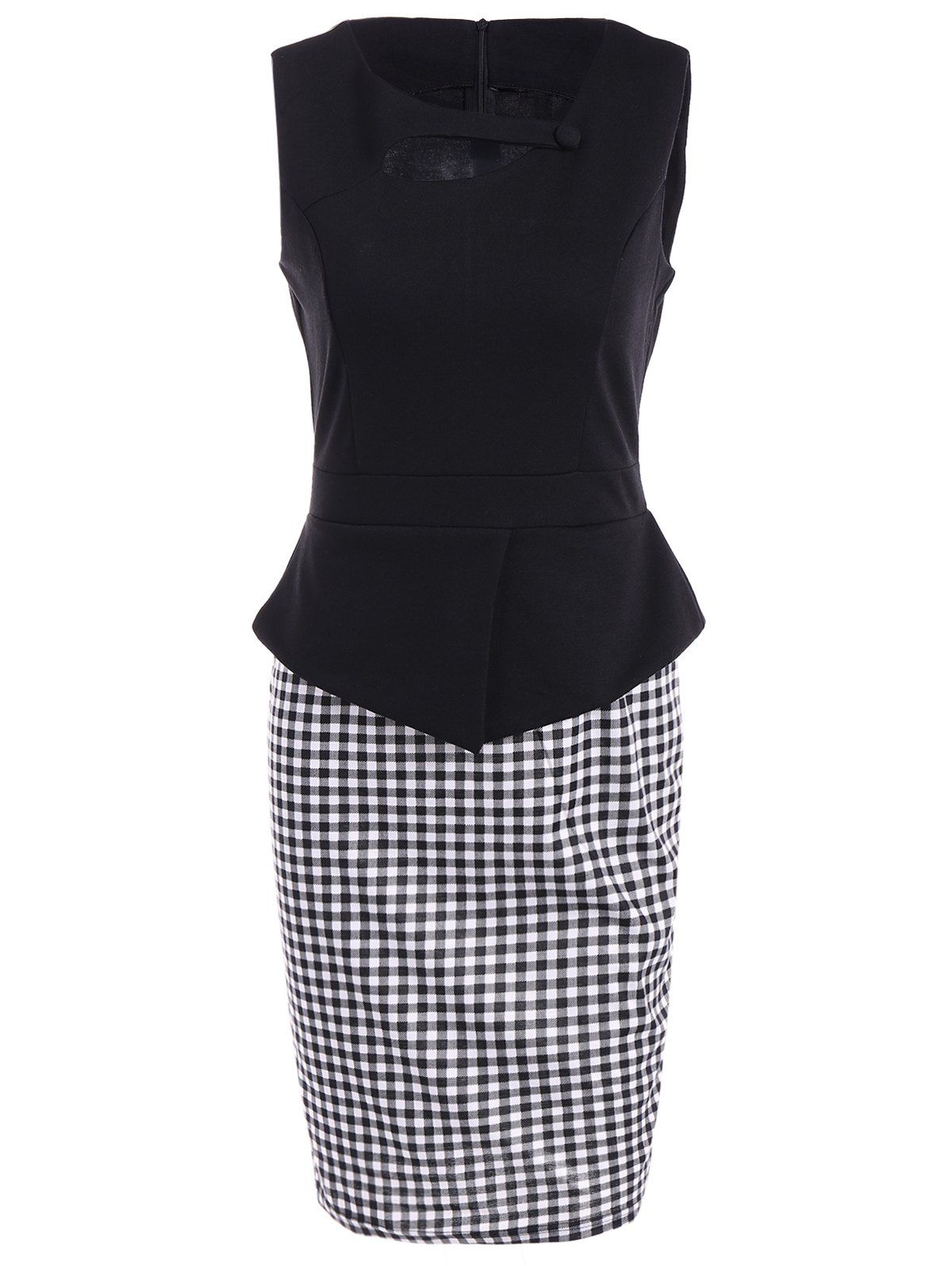 

Sleeveless Cut Out Bodycon Dress, Checked