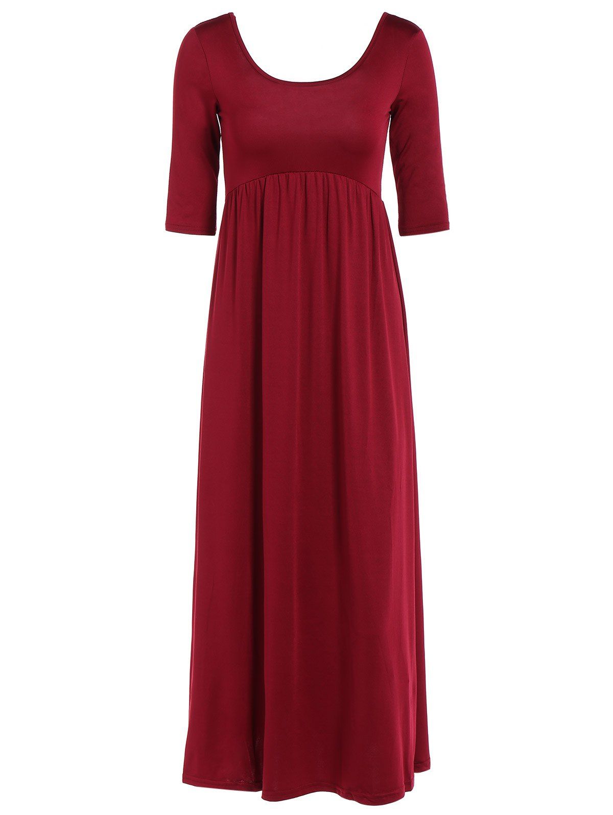 [17% OFF] 2021 Ruched Empire Waist Long Formal Dress In WINE RED ...