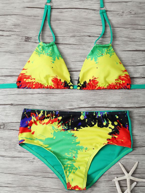 Splashed Ink Print Bikini - multicolore S