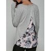 T-shirt décontracté pour motifs floraux arrière Surplice - Gris XL