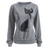 Casual Cat Imprimer lâche Sweatshirt - Gris L