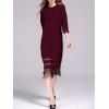 Retro Crochet Garniture Fringe Dress - Rouge vineux L