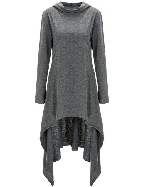 High Low Hooded Dress with Long Sleeves