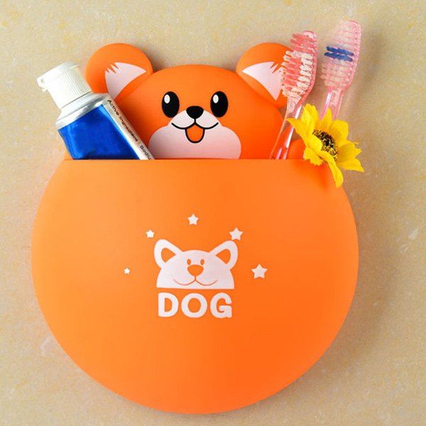 

Creative Toothpaste and Toothbrush Sucker Storage Box, Orange
