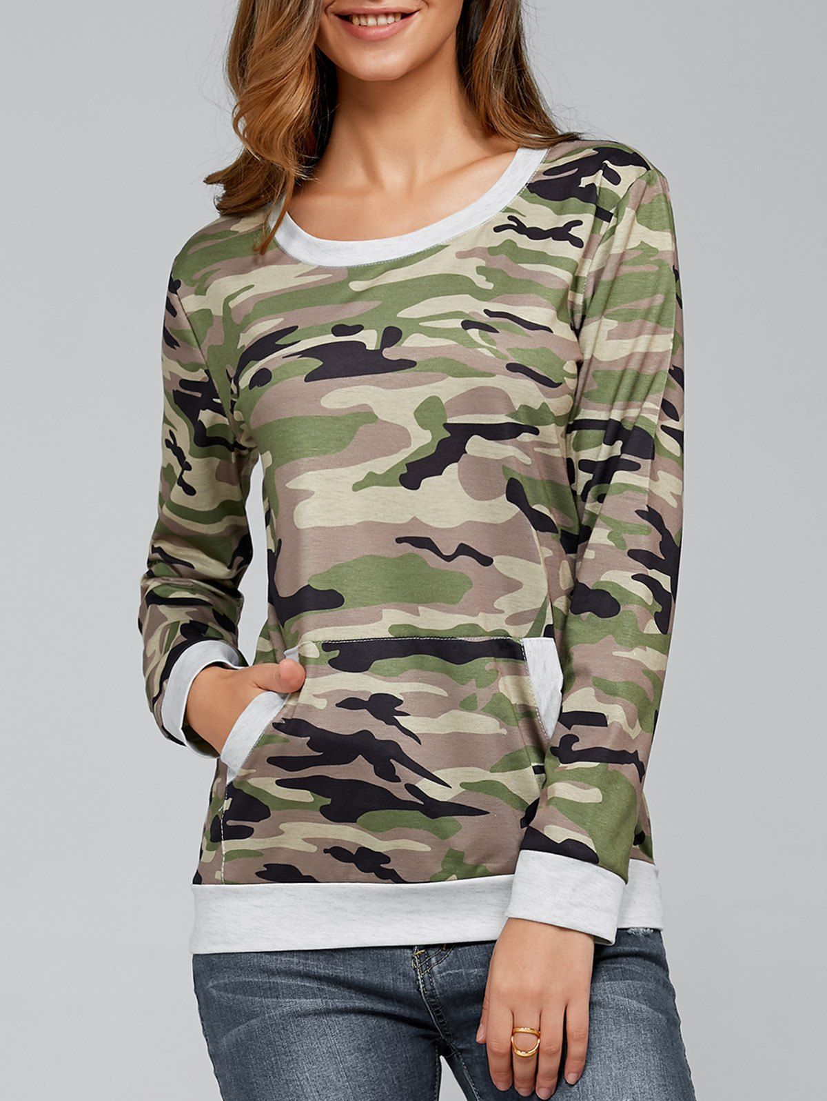 [17% OFF] 2021 Long Sleeve Pocket Army Camo T-Shirt In CAMOUFLAGE ...