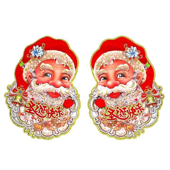 Fournitures de fête de Noël 2PCS Décoration Père Noël stickers muraux - Rouge 