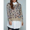 Plus Size Printed Slit Sweater et Long Asymétrique Shirt Set - Blanc 5XL