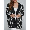 Plus Size Geometric Loose Sweater Kimono Cardigan - BLACK XL