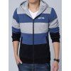 Couleur Spliced ​​Zip Up Hoodie Sherpa Drawstring - Bleu profond M