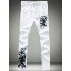 Pieds à lacets Poutre dragon Calligraphie Imprimer Jogger Pantalon - Blanc XL