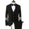 Lapel Varsity Stripe single-breasted costume trois-pièces - Noir M