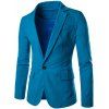 Pied de col One Button Slimming Coton + Linen Blazer - Moyen Bleu XL