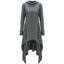 High Low Hooded Dress with Long Sleeves - GRAY 3XL