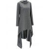 High Low Hooded Dress with Long Sleeves - GRAY 3XL