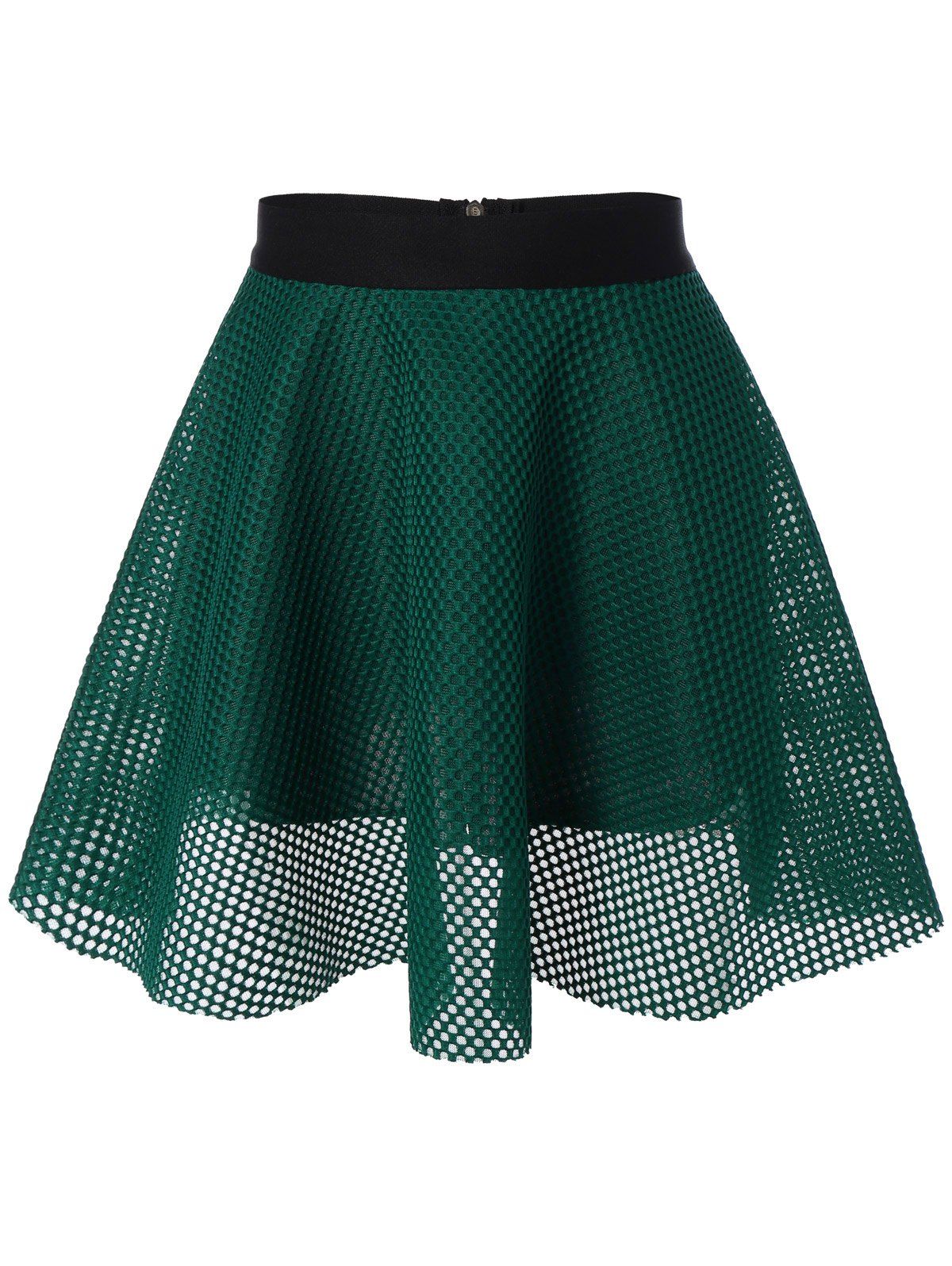 

Mesh High Waisted Flare Skirt, Deep green