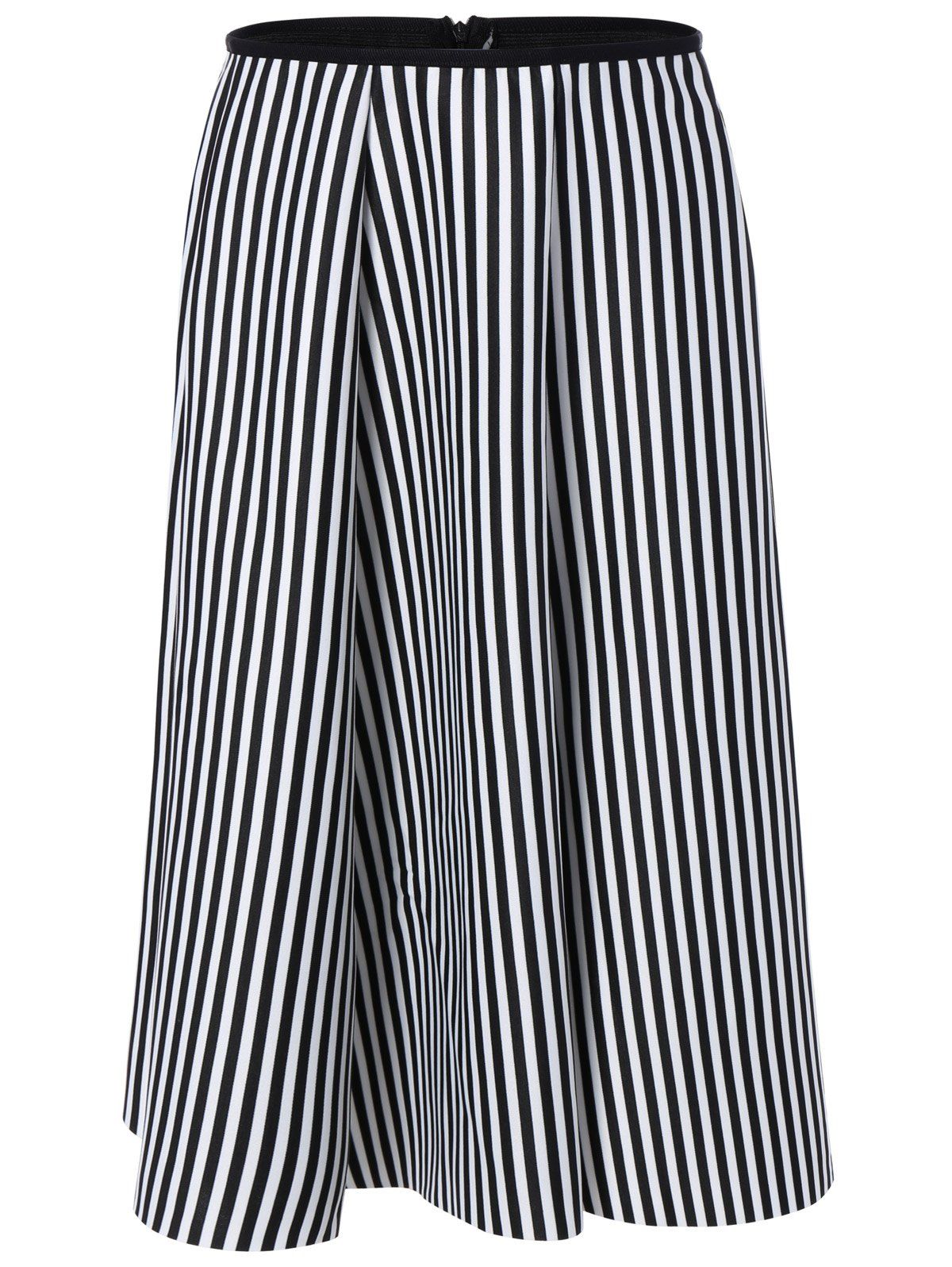 

Stripe High Waisted Midi Skirt, White