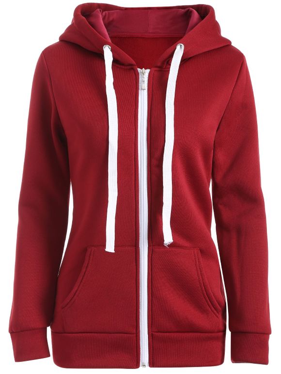 Fleece Pocket design Hoodie zippé - Rouge XL
