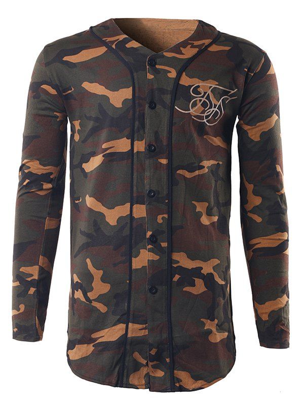 

V-Neck Camo Sweatshirt, Orange