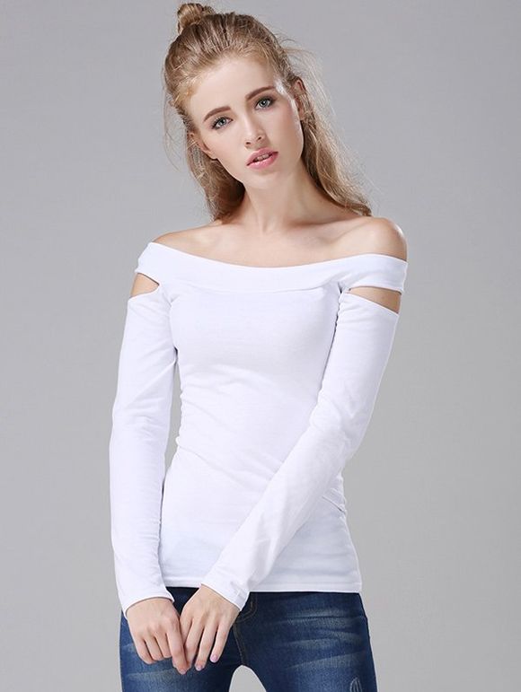 Off The Shoulder T-shirt Cut Out - Blanc ONE SIZE