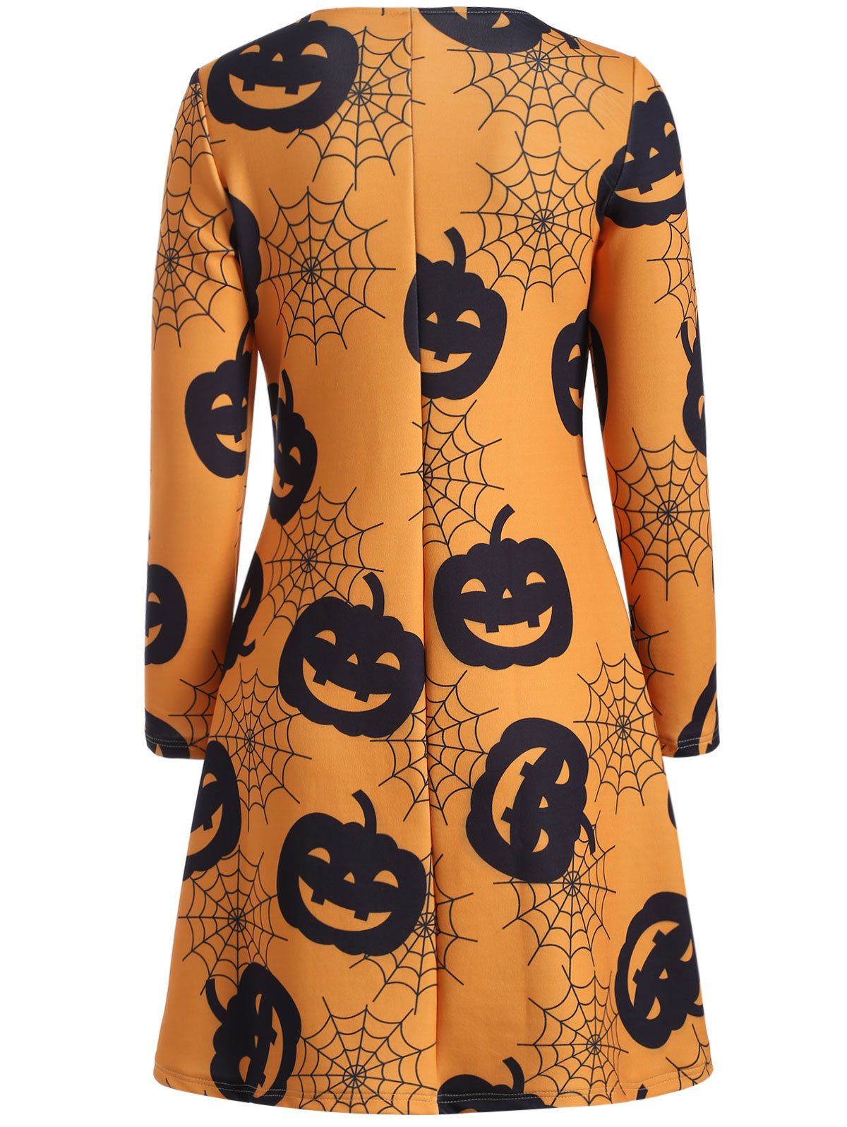 2018 Pumpkin Print Halloween Swing Dress ORANGE YELLOW XL In Print ...
