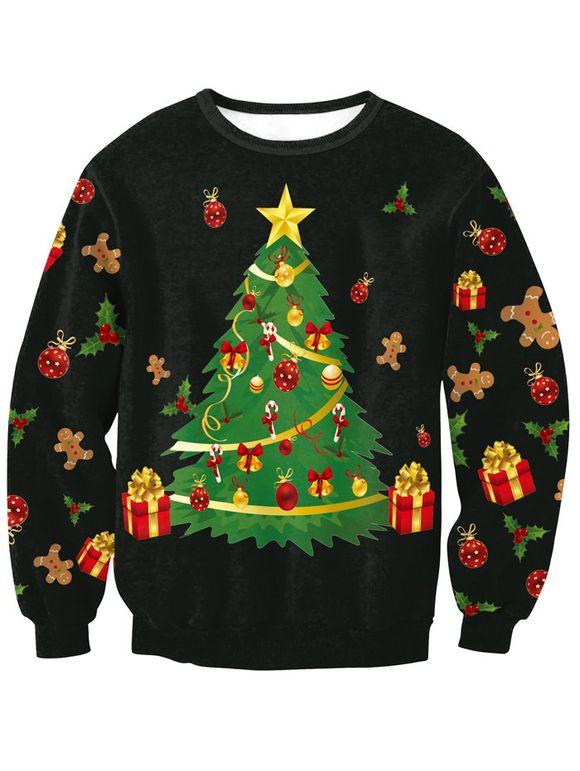 Sweat-shirt Arbre et Cadeaux de Noël - Noir XL