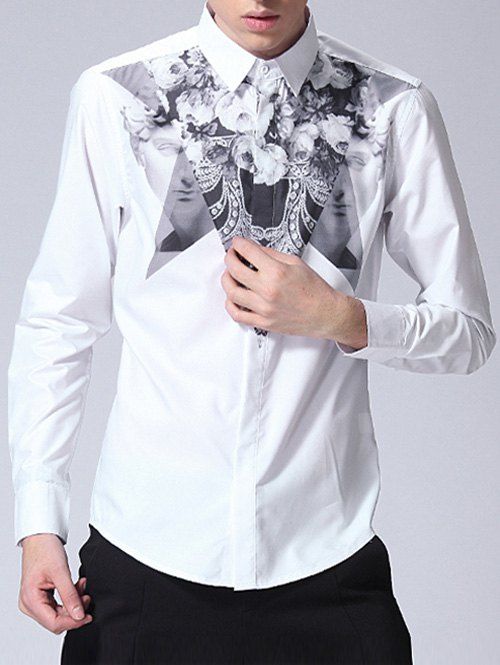 Imprimé floral à manches longues single-breasted Shirt - Blanc S
