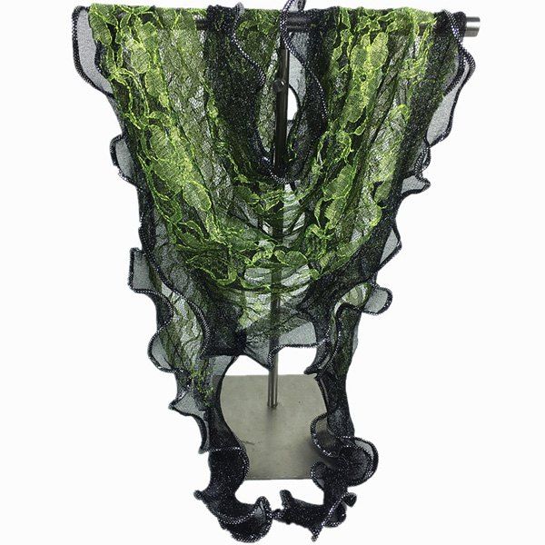 

Wave Edge Flower Lace Triangle Scarf, Light green