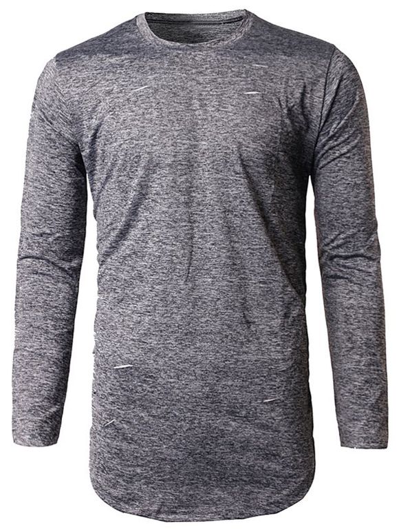 Manches longues Heather T-Shirt Destroyed - gris foncé XL